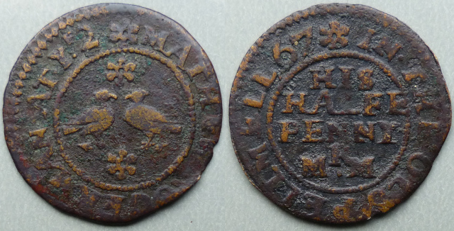 Old Pall MALL, Mathew Rogerman 1662 halfpenny